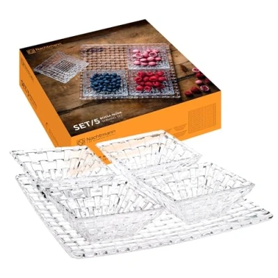 Afbeelding van Spiegelau &amp; Nachtmann, 5tlg. Serveerset, 1x plaat 4x schalen, kristalglas, Bossa Nova, 0090023 0, transparant