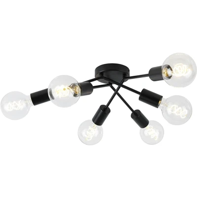 Afbeelding van QAZQA Design plafondlamp zwart 6 lichts Sputnik