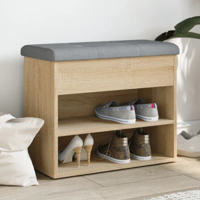 Afbeelding van Schoenenbankje 62x32x50 cm bewerkt hout sonoma eikenkleurig