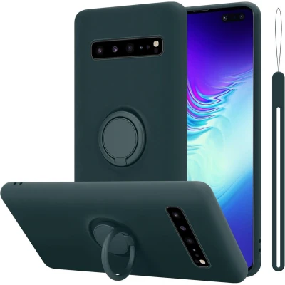 Afbeelding van Cadorabo Hoesje geschikt voor Samsung Galaxy S10 5G in LIQUID GROEN Beschermhoes van flexibel TPU silicone Case Cover met ring