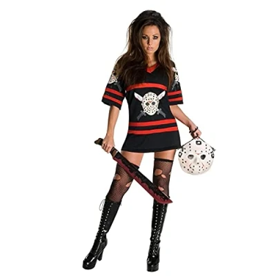 Afbeelding van Rubies Horror Films Kostuum Miss Krueger Hockey Support Vrouw Zwart, Wit / Beige Large Halloween Verkleedkleding