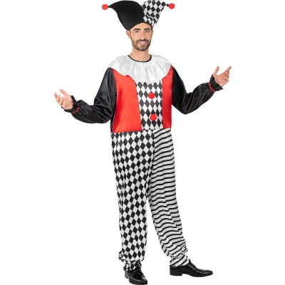 Afbeelding van Funidelia Harlekijnkostuum voor mannen Clowns, Circus, Originele en Leuke Kostuum Volwassenen Accessoire verkleedkleding rekwisieten Halloween, carnaval &amp; feesten Maat XL Zwart