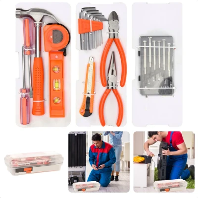 Afbeelding van Cheqo® Gereedschapsset 23 delig Gereedschapskist Gereedschapskoffer Handgereedschap Rolmaat Inbus Hamer Tangen Schroevendraaier Waterpas Voor Hobbyist &amp; Professional