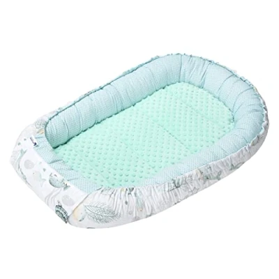 Image de Medi Partners Reducteur de Lit Bebe Réducteur Bébé 100x60x15cm Cocon et Naissance couffin Nid d&#039;ange bilatéral Cale 100% Coton Minky (Océan à la menthe Minky)