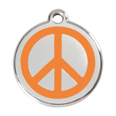 Afbeelding van Peace Orange roestvrijstalen hondenpenning large/groot dia. 3,8 cm RedDingo