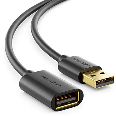 Afbeelding van deleyCON 2 m verlengkabel, USB 2.0, hoge snelheid, datakabel, A stekker naar aansluiting, afgeschermd zwart