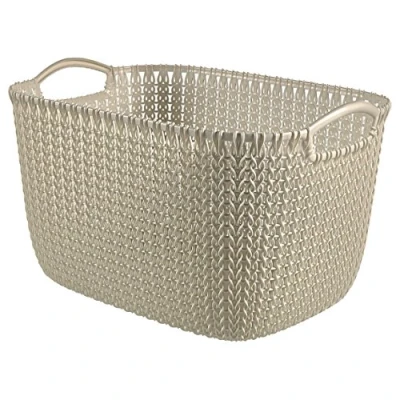 Image de curver panier de rangement rectangulaire 19 l aspect tricot blanc cassé