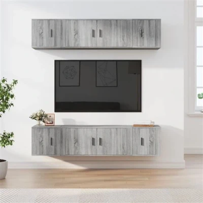 Afbeelding van vidaXL 6 delige Tv meubelset bewerkt hout grijs sonoma eikenkleurig
