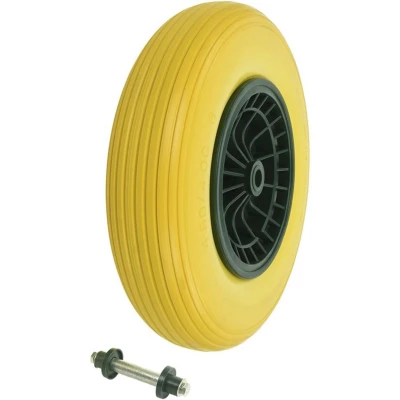 Afbeelding van Pro Plus Kruiwagenwiel PU band met Kunststof Velg Ø 396 x 87 mm 4.00 8 Asgat 20 Inclusief As