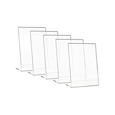 Afbeelding van HMF 46934 Tafelstandaard van acryl, schuin, 5 stuks, DIN A4, staand formaat, transparant