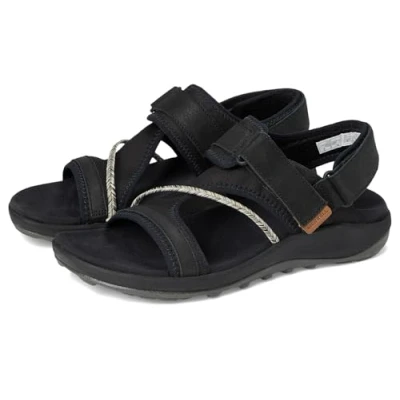 Afbeelding van Merrell Terran 4 Backstrap Outdoorsandalen, Dames, Maat: 41, Black Leer en textiel