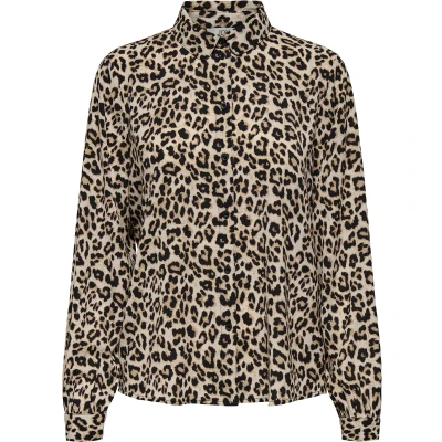 Afbeelding van Jacqueline de Yong Blouse Jdybrooke L/s Shirt Wvn Noos 15242870 Pumice Stone/leo Dames Maat W38