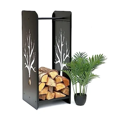Afbeelding van DanDiBo 96428 haardhoutrek metaal zwart 100 cm