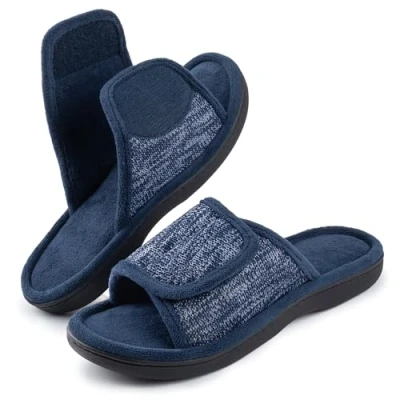 Afbeelding van RockDove Verstelbare pantoffels van traagschuim voor heren, Navy Blauw, 42/43 EU