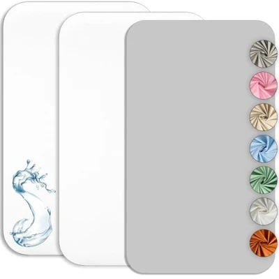 Afbeelding van Lovely Hippo Cododo Hoeslaken, 50 x 83 cm (2 stuks, 1 matrasbeschermer, waterdicht, set van 2 + lakens en Oeko TEX (wit/grijs, cm)