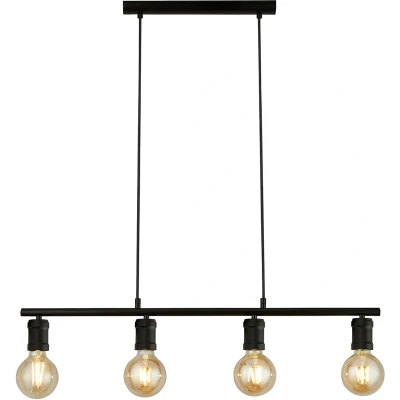 Afbeelding van Hanglamp Dance, 4 lamps, zwart, metaal, E27, 80 cm lang