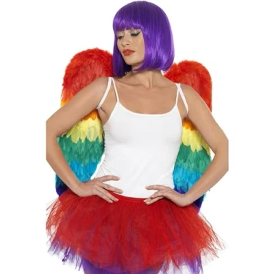 Afbeelding van Regenboog veren vleugels 68 cm