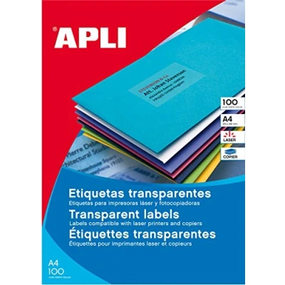 Afbeelding van Apli Transparante Etiketten Ft 70 X 37 Mm (b H), 2.400 Stuks, 24 Per Blad, Doos Van 100 Blad Etiket