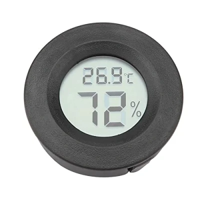 Afbeelding van Reptielenthermometer, hygrometer, binnenvochtigheidstemperatuurmonitor voor miniatuur digitale hygrometer thermometer met groot lcd display en achtergrondverlichting reptielen (zwart)
