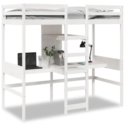 Afbeelding van vidaXL Hoogslaper zonder matras massief grenenhout wit 80x200 cm