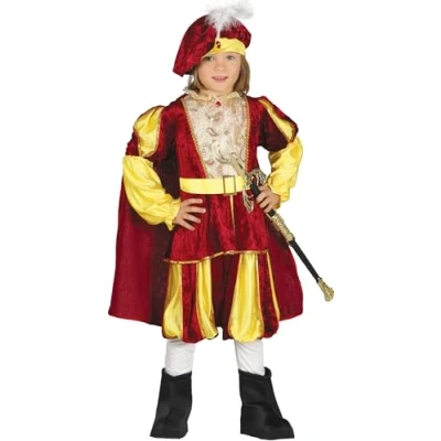 Afbeelding van Fiestas Guirca Pietenpak rood / geel 7 9 jaar Welkom sinterklaas kinderen intocht
