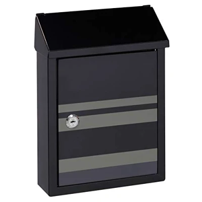 Image de ARREGUI Smart Graphic E5724 STR Boîte aux Lettres Originale en Acier Avec Sérigraphie Décorative « Lines » Taille S (Courrier format A5) Fente Arrière Facile à Installer Noir