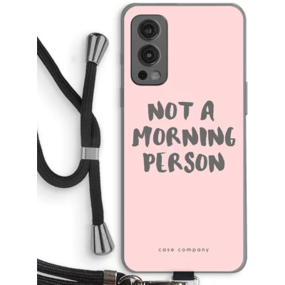 Afbeelding van Case Company® hoesje met Koord geschikt voor OnePlus Nord 2 5G Morning person Telefoonhoesje Zwart Bescherming aan alle Kanten en Over de Schermrand