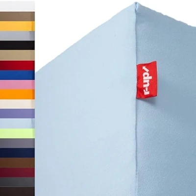 Afbeelding van r up Hoeslaken 90 x 200 100 cm tot 35 hoogte, vele kleuren, 100% katoen, 130 g/m² (lichtblauw)