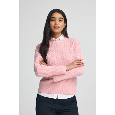 Afbeelding van Polo Club Dames Gemêleerd Roze Trui Van Wolmix Met Ronde Hals En Geborduurd Rigby Go Logo Xxl
