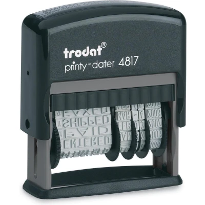 Afbeelding van Trodat tekststempel met datum Printy 4817 woorden: verzonden, beantwoord, gecontroleerd, behandeld, in... datumstempel