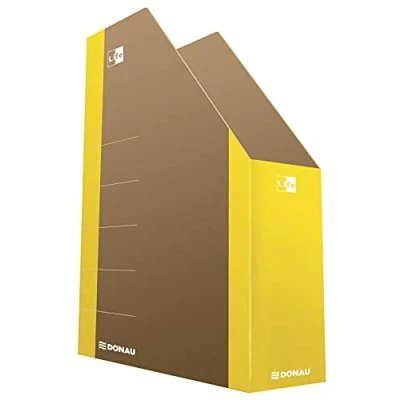 Afbeelding van DONAU LIFE 3550001FSC 11 tijdschriftenhouder van karton/karton, geel, tot 500 vellen voor kantoor, school en thuis het opbergen documenten in A4 formaat, tijdschriftenarchivering