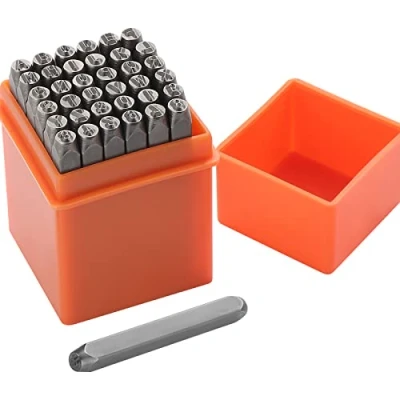 Afbeelding van Gueenky 37 stuks letters en cijfers om te slaan, 3 mm, metalen letters, A Z 0 9 slagletters, cijfer voor het stempelen van metaal, kunststof, hout, leer