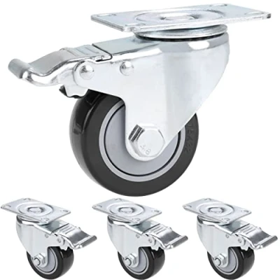 Afbeelding van Set van 4 Transportwielen, x Meubelwielen, 360 Draaibare Wielen met rem, Zwenkwielen voor Meubels, Draagkracht tot 400KG, Dubbele Kogellager, Stille Rubberen Zware