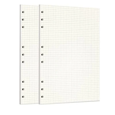 Afbeelding van Zelten Set van 2 navulverpakkingen B5 geperforeerd papier 90 vellen/180 geruite pagina&#039;s voor mappen, persoonlijke agenda met 9 gaten, navulbaar