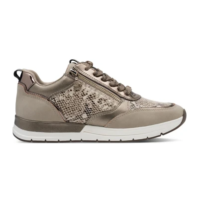 Afbeelding van Tamaris Damessneakers Low 1 23732 41 damessneakers, Taupe slang, 43 EU