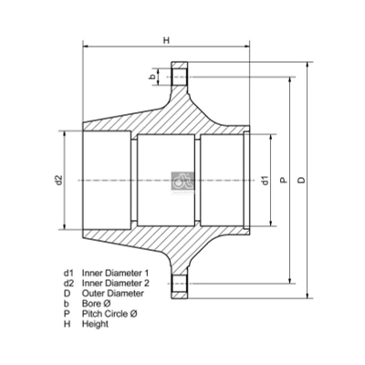 Afbeelding van DT Spare Parts 7.32012 Wielnaaf 6 Zonder wiellager