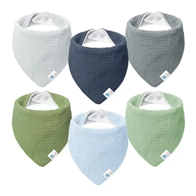 Afbeelding van Lulu moon baby slabbetjes driehoekige sjaal chiffon jongen en meisje (6 stuks, rivier)
