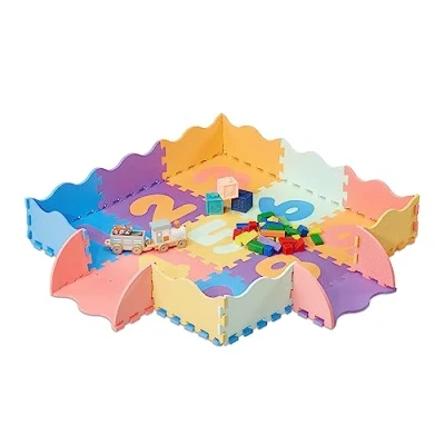 Afbeelding van Relaxdays speelmat puzzel cijfers met rand puzzelmat 1 tot 9 kruipmat speeltegel