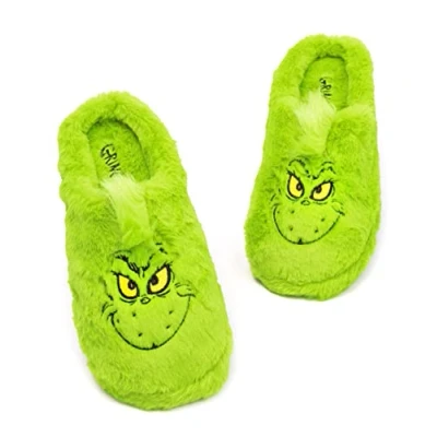 Afbeelding van Grinch pantoffels voor volwassenen, mannen, vrouwen, Kerstmis, bontbont, Groen