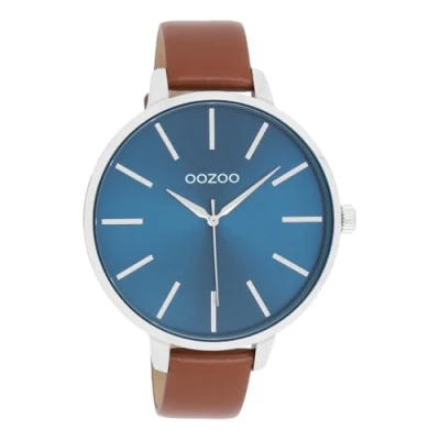 Afbeelding van OOZOO Timepieces Groene horloge met bruine leren band C11439