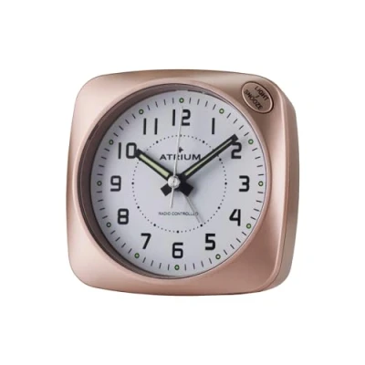 Afbeelding van ATRIUM Wekker Analoog Radiogestuurd Rose Metallic Geen Tikgeluid Afgerond vierkant model Duidelijk Makkelijke Bediening A610 17