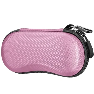Afbeelding van Fintie Zonnebrillenkoker EVA krasbestendig hard etui met karabijnhaak grote brillenkoker voor mannen en vrouwen outdoor sportbril fietsbril, Roze