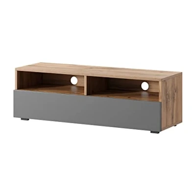 Afbeelding van Selsey REDNAW TV kast 100 cm eiken Wotan/glanzend grijs Scandinavisch modern
