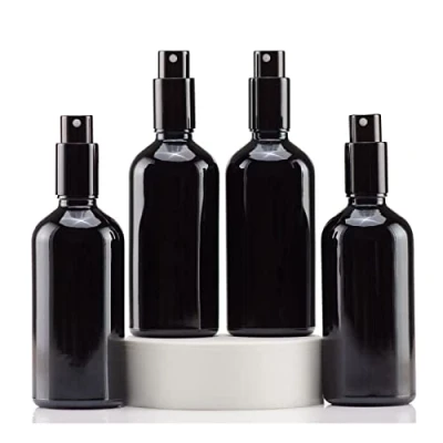 Afbeelding van Yizhao 100 ml zwarte glazen spuitfles voor etherische oliën, kleine lege fijne nevel spuitfles, reiniging, aromatherapie, cosmetische sprays, haar 4 stuks