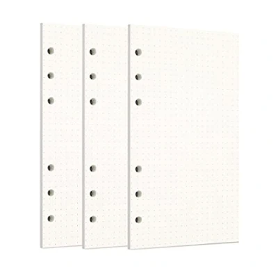 Afbeelding van Zelten 3 navulverpakkingen A6 papier, 135 vellen/270 pagina&#039;s, gestippeld, losse vellen, geperforeerd, voor 6 gaats ordner, persoonlijke organizer, notitieboek, navulbare planner