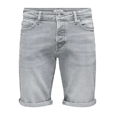 Afbeelding van Only &amp; Sons Normal Geschnitten Mittlere Taille Jeansshort, Heren, Maat: XXL, Medium grey denim