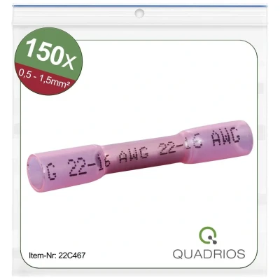 Afbeelding van Quadrios 22C467 Stootverbinder Met krimpkous 0.5 mm² 1.5 Volledig geïsoleerd Rood 1 set(s)