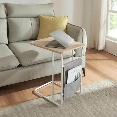 Afbeelding van Bureau Dyrøy laptoptafel 56x48x37 cm wit eikenkleurig en grijs