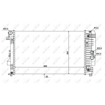 Afbeelding van NRF 58440 Radiateur Aluminium 650 391 32 Koelribben gesoldeerd MERCEDES BENZ: Vito Minibus, Mixto, Viano
