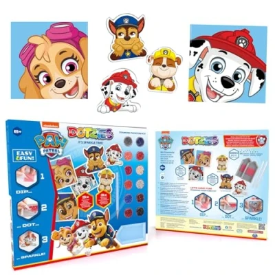 Afbeelding van Diamond Dotz Paw Patrol Megapack DOTZIES 6 delig Painting 3 foto&#039;s, Stickers 6.650 Complete DIY Set Voor Kinderen Vanaf Jaar Blauw